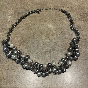 Elegant Silver and Gray Pearl Necklace